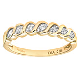 0.1ct Round Diamond Bezel Set 7-Stone Eternity Ring in UK Hallmarked 9ct Yellow Gold
